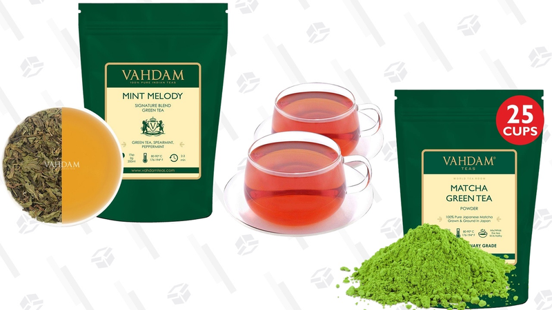 Gold Box de té Vahdam y Superfood | AmazonGráfico: Shep McAllister
